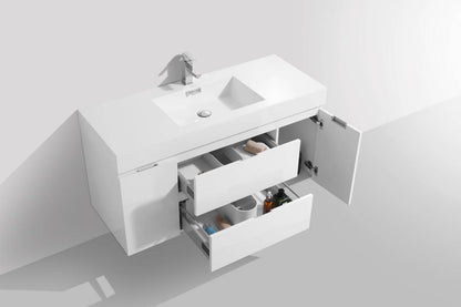 Kube Bath Bliss 48" Wall Mount / Wall Hung Modern Bathroom Vanity With 2 Drawers And 2 Doors Acrylic Countertop - Renoz