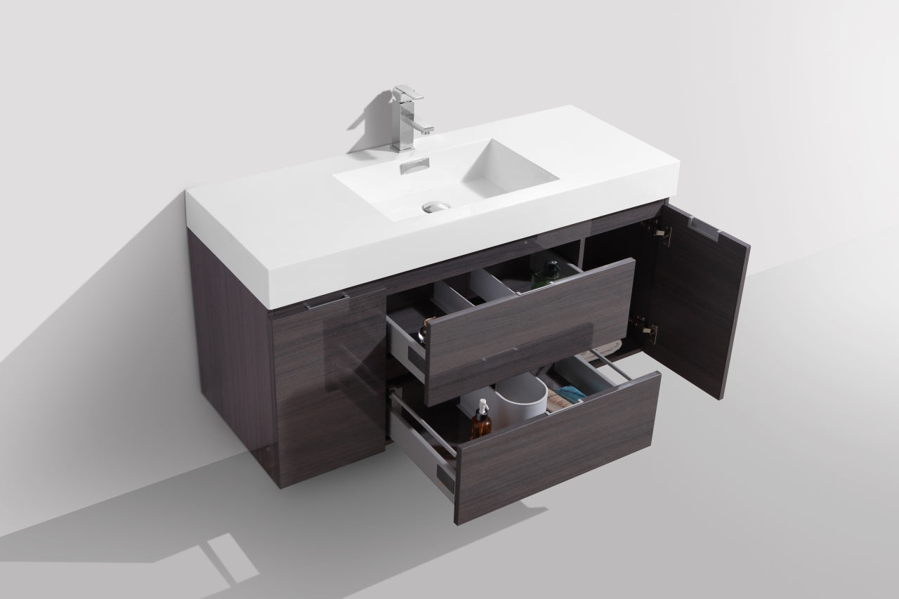 Kube Bath Bliss 48" Wall Mount / Wall Hung Modern Bathroom Vanity With 2 Drawers And 2 Doors Acrylic Countertop - Renoz