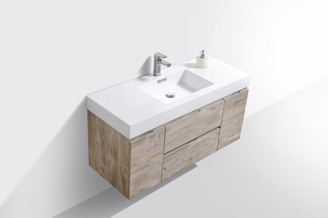 Kube Bath Bliss 48" Wall Mount / Wall Hung Modern Bathroom Vanity With 2 Drawers And 2 Doors Acrylic Countertop - Renoz