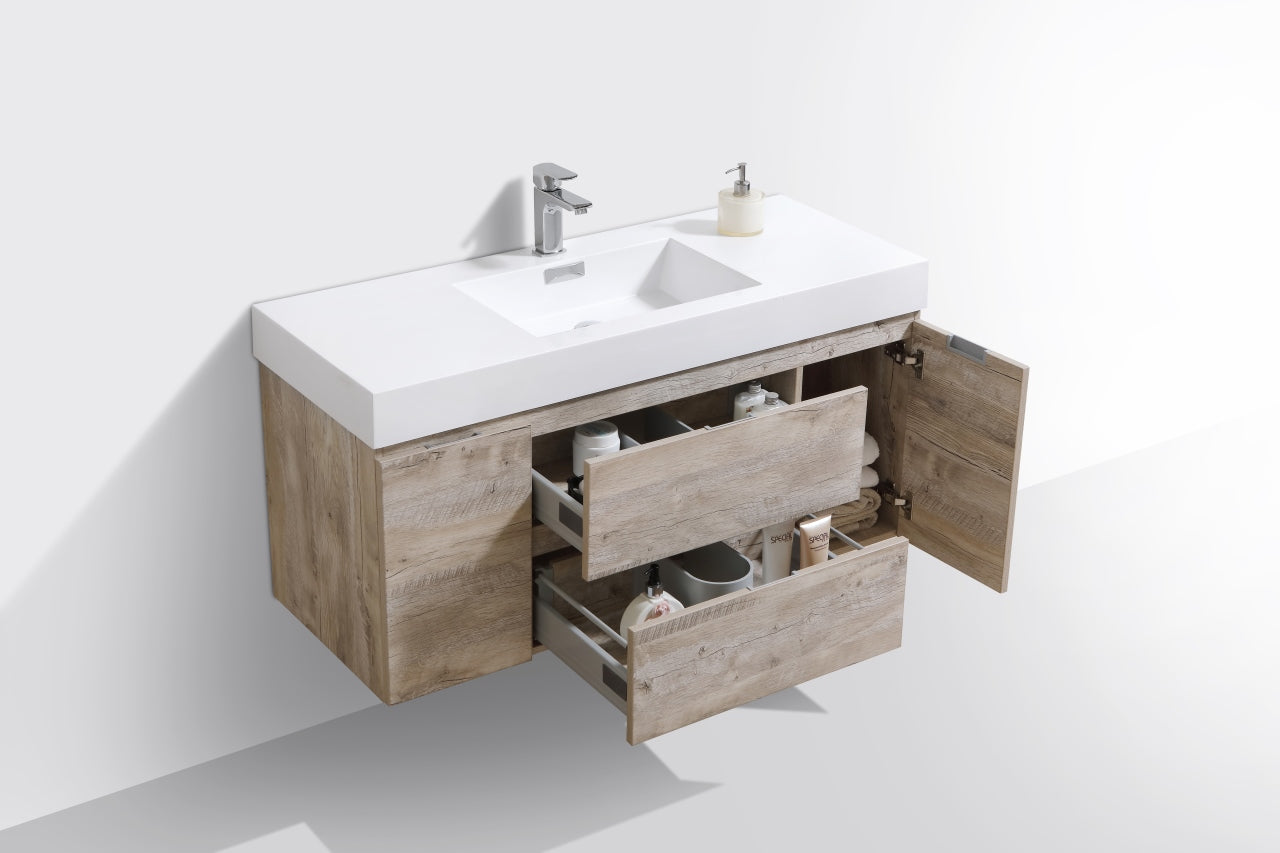 Kube Bath Bliss 48" Wall Mount / Wall Hung Modern Bathroom Vanity With 2 Drawers And 2 Doors Acrylic Countertop - Renoz