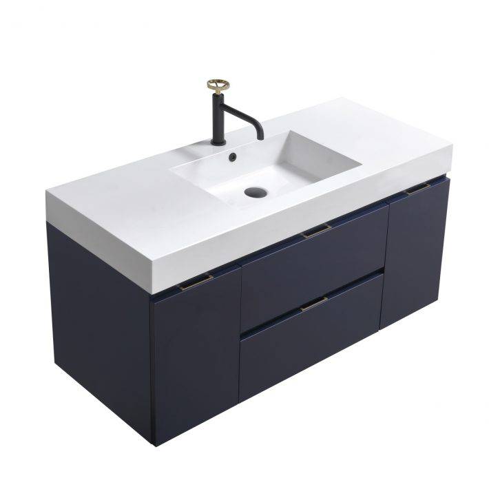 Kube Bath Bliss 48" Wall Mount / Wall Hung Modern Bathroom Vanity With 2 Drawers And 2 Doors Acrylic Countertop - Renoz