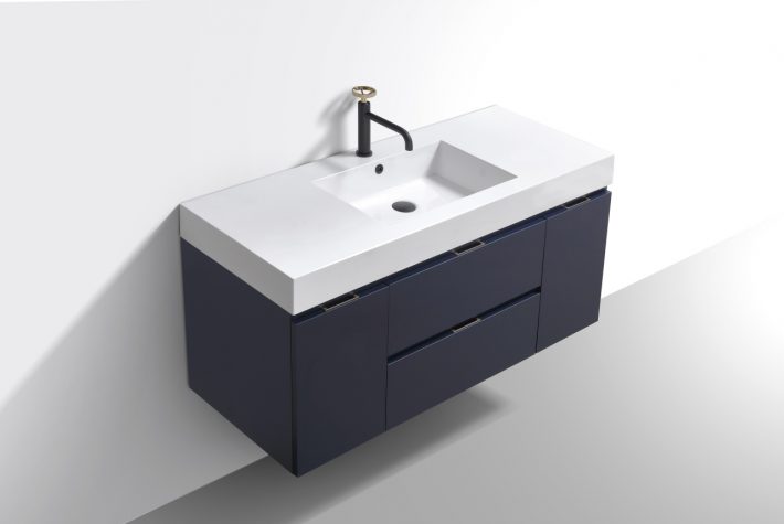 Kube Bath Bliss 48" Wall Mount / Wall Hung Modern Bathroom Vanity With 2 Drawers And 2 Doors Acrylic Countertop - Renoz