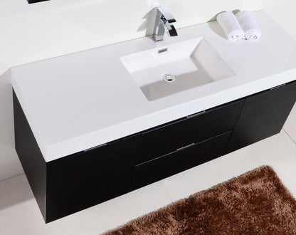 Kube Bath Bliss 60" Wall Mount / Wall Hung Modern Single Sink Bathroom Vanity With 2 Drawers And 2 Doors Acrylic Countertop - Renoz