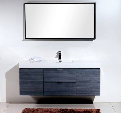 Kube Bath Bliss 60" Wall Mount / Wall Hung Modern Single Sink Bathroom Vanity With 2 Drawers And 2 Doors Acrylic Countertop - Renoz