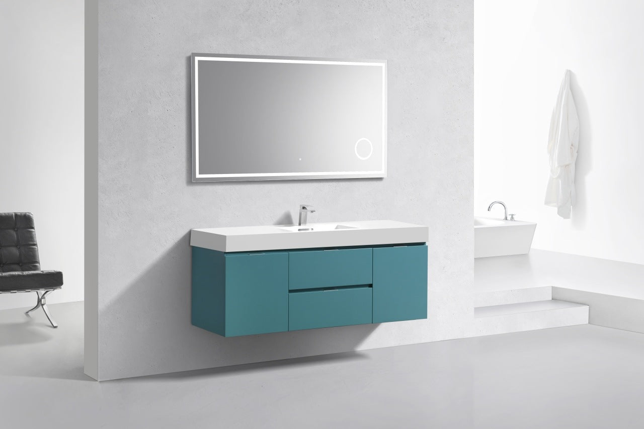 Kube Bath Bliss 60" Wall Mount / Wall Hung Modern Single Sink Bathroom Vanity With 2 Drawers And 2 Doors Acrylic Countertop - Renoz