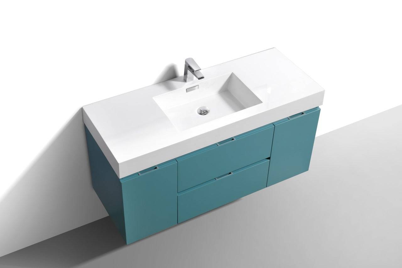 Kube Bath Bliss 60" Wall Mount / Wall Hung Modern Single Sink Bathroom Vanity With 2 Drawers And 2 Doors Acrylic Countertop - Renoz