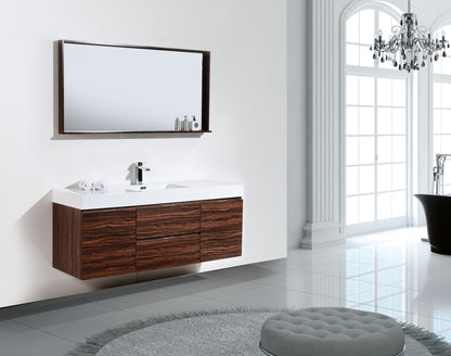 Kube Bath Bliss 60" Wall Mount / Wall Hung Modern Single Sink Bathroom Vanity With 2 Drawers And 2 Doors Acrylic Countertop - Renoz