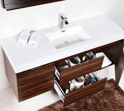 Kube Bath Bliss 60" Wall Mount / Wall Hung Modern Single Sink Bathroom Vanity With 2 Drawers And 2 Doors Acrylic Countertop - Renoz