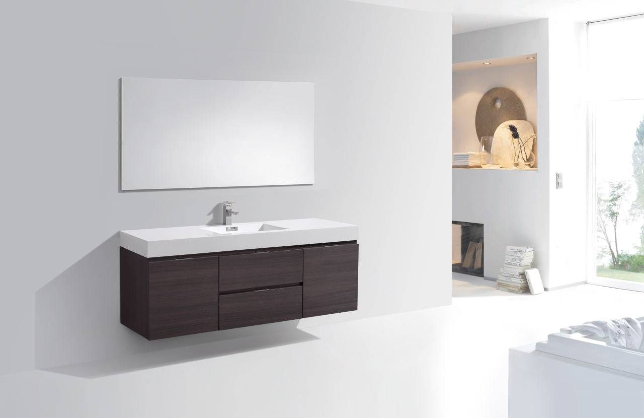 Kube Bath Bliss 60" Wall Mount / Wall Hung Modern Single Sink Bathroom Vanity With 2 Drawers And 2 Doors Acrylic Countertop - Renoz