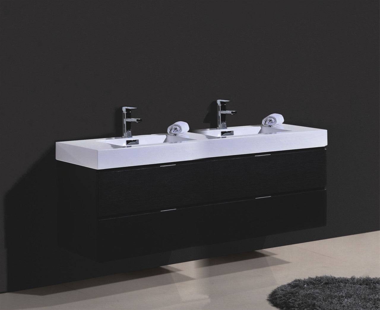 Kube Bath Bliss 72" Wall Mount / Wall Hung Modern Double Sink Bathroom Vanity With 4 Drawers Acrylic Countertop - Renoz