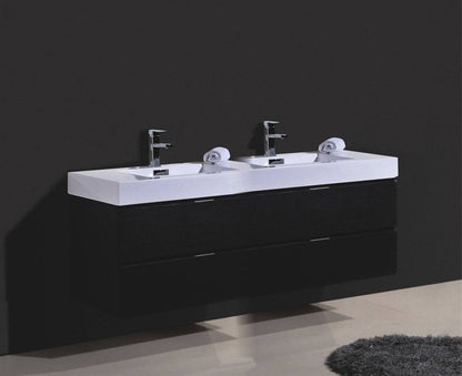 Kube Bath Bliss 72" Wall Mount / Wall Hung Modern Double Sink Bathroom Vanity With 4 Drawers Acrylic Countertop - Renoz