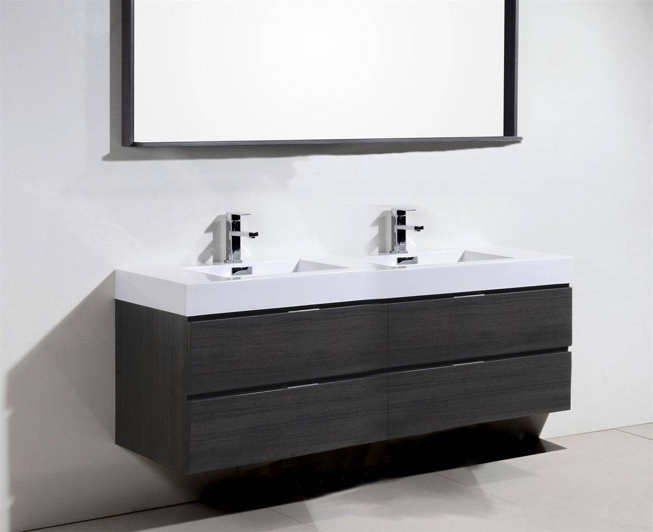 Kube Bath Bliss 72" Wall Mount / Wall Hung Modern Double Sink Bathroom Vanity With 4 Drawers Acrylic Countertop - Renoz