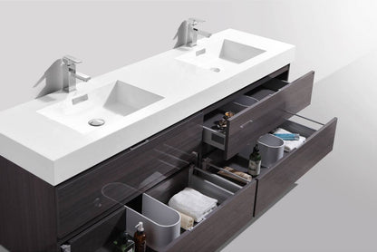 Kube Bath Bliss 72" Wall Mount / Wall Hung Modern Double Sink Bathroom Vanity With 4 Drawers Acrylic Countertop - Renoz