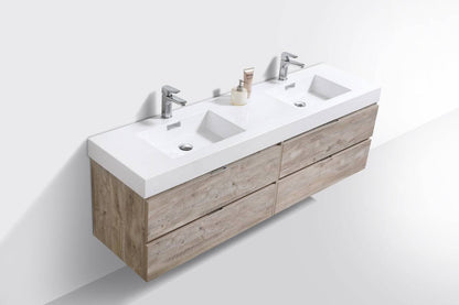 Kube Bath Bliss 72" Wall Mount / Wall Hung Modern Double Sink Bathroom Vanity With 4 Drawers Acrylic Countertop - Renoz