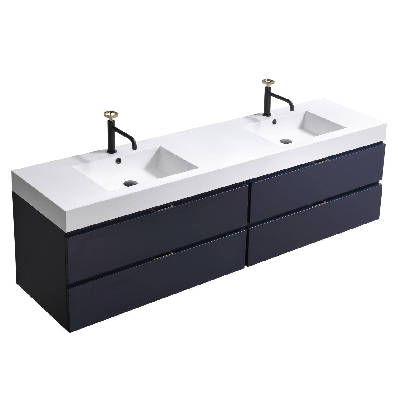 Kube Bath Bliss 80" Wall Mount / Wall Hung Modern Double Sink Bathroom Vanity With 4 Drawers Acrylic Countertop - Renoz