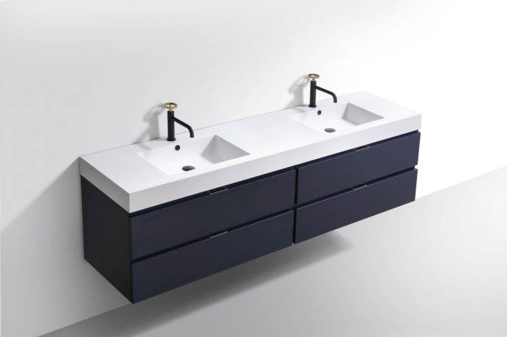 Kube Bath Bliss 72" Wall Mount / Wall Hung Modern Double Sink Bathroom Vanity With 4 Drawers Acrylic Countertop - Renoz