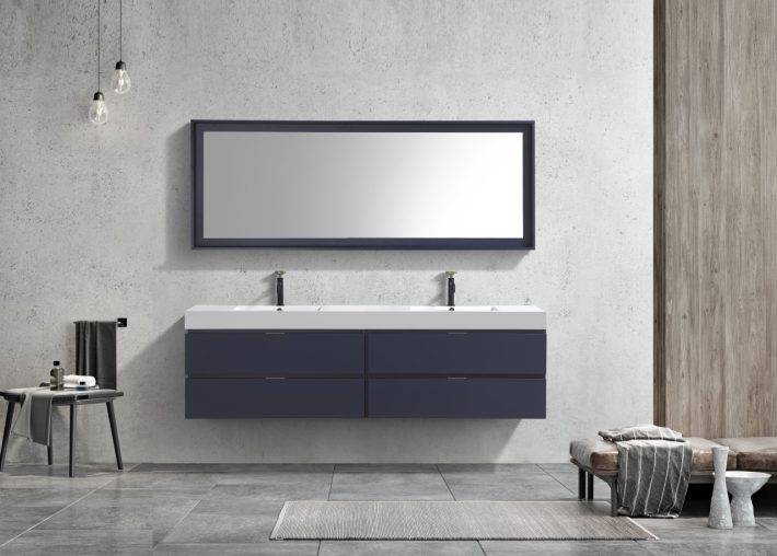 Kube Bath Bliss 72" Wall Mount / Wall Hung Modern Double Sink Bathroom Vanity With 4 Drawers Acrylic Countertop - Renoz