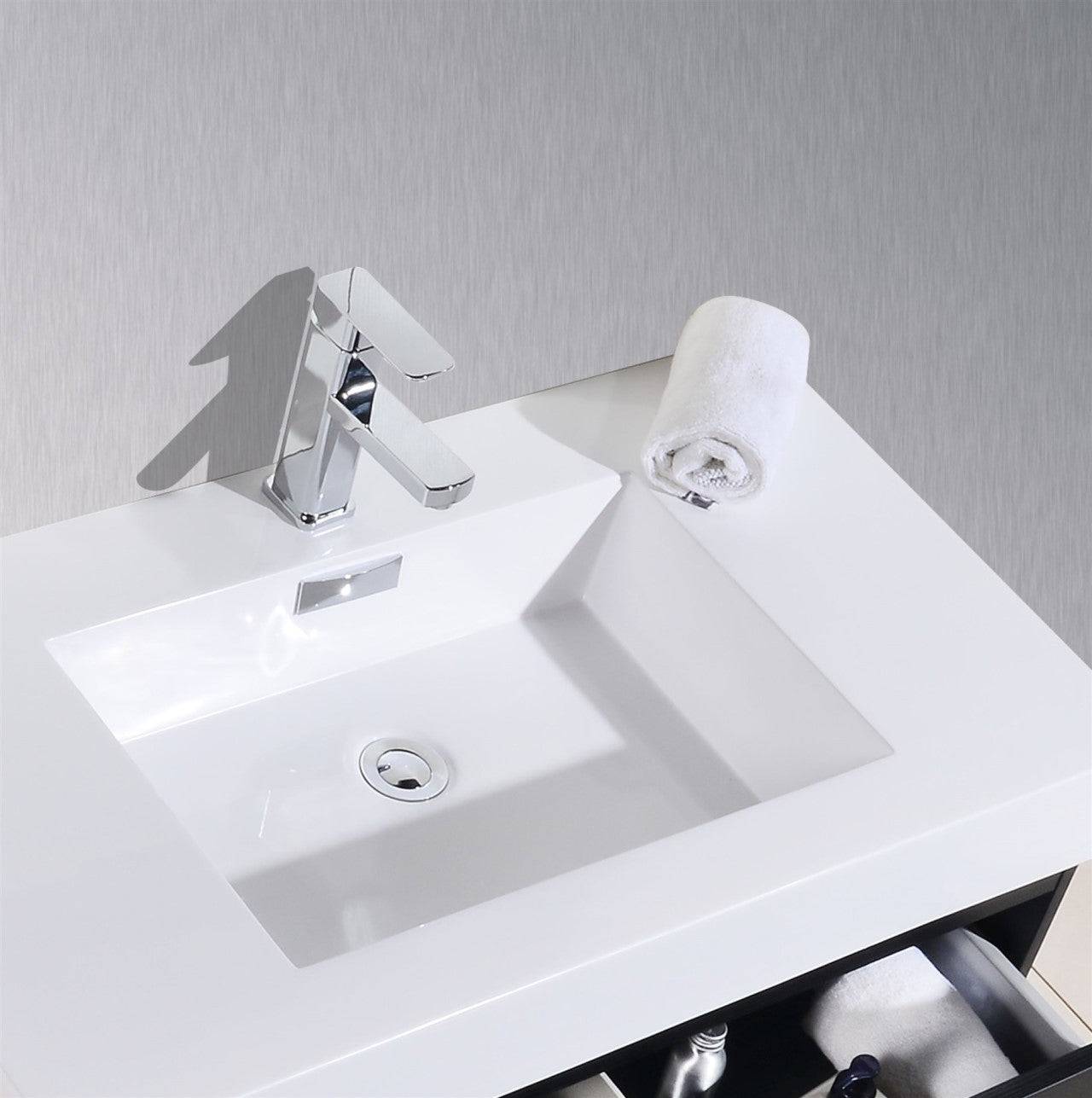 Kube Bath Bliss 80" Wall Mount / Wall Hung Modern Double Sink Bathroom Vanity With 4 Drawers Acrylic Countertop - Renoz