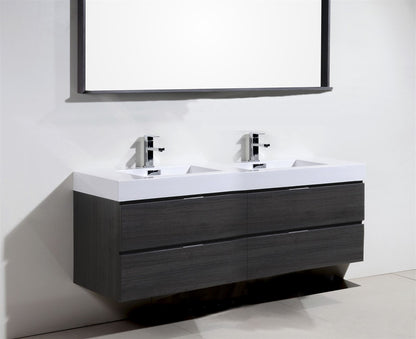 Kube Bath Bliss 80" Wall Mount / Wall Hung Modern Double Sink Bathroom Vanity With 4 Drawers Acrylic Countertop - Renoz