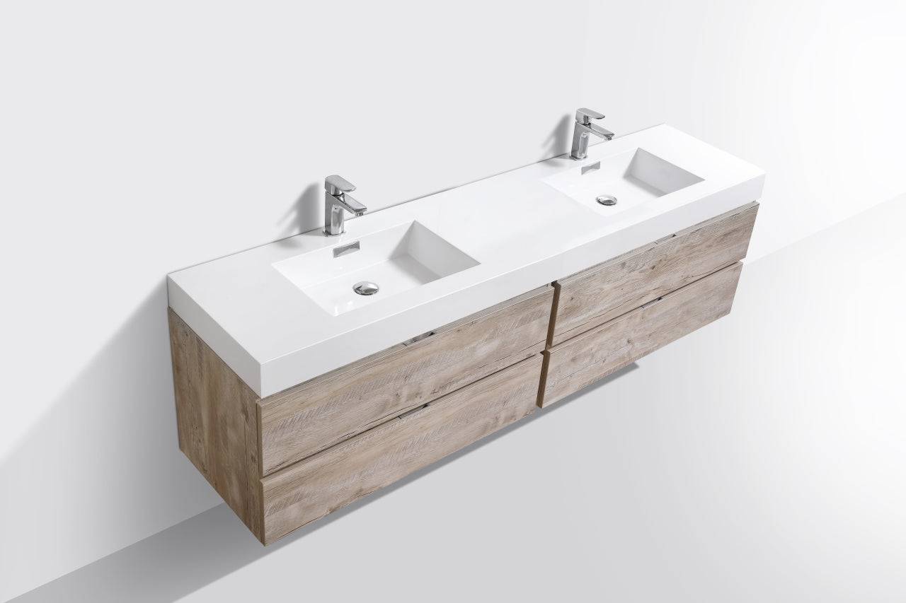 Kube Bath Bliss 80" Wall Mount / Wall Hung Modern Double Sink Bathroom Vanity With 4 Drawers Acrylic Countertop - Renoz