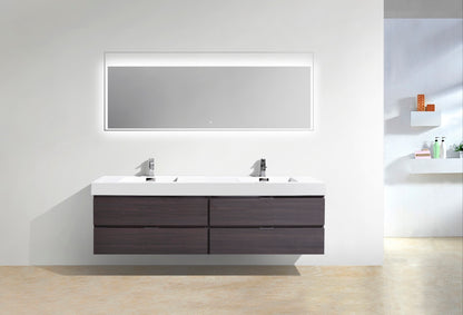 Kube Bath Bliss 80" Wall Mount / Wall Hung Modern Double Sink Bathroom Vanity With 4 Drawers Acrylic Countertop - Renoz