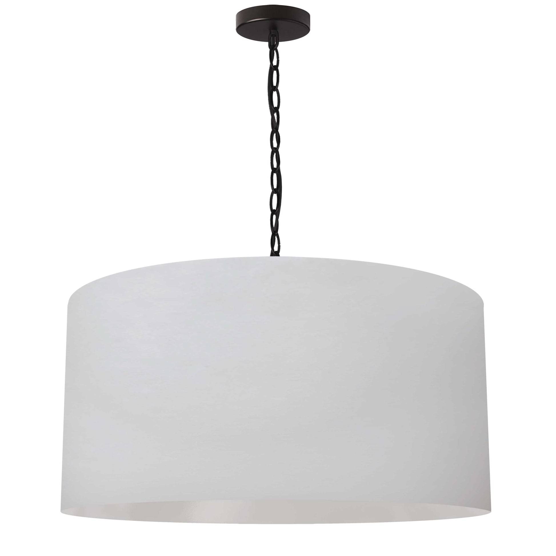 Dainolite 1 Light Large Braxton Black Pendant w/ White Shade - Renoz