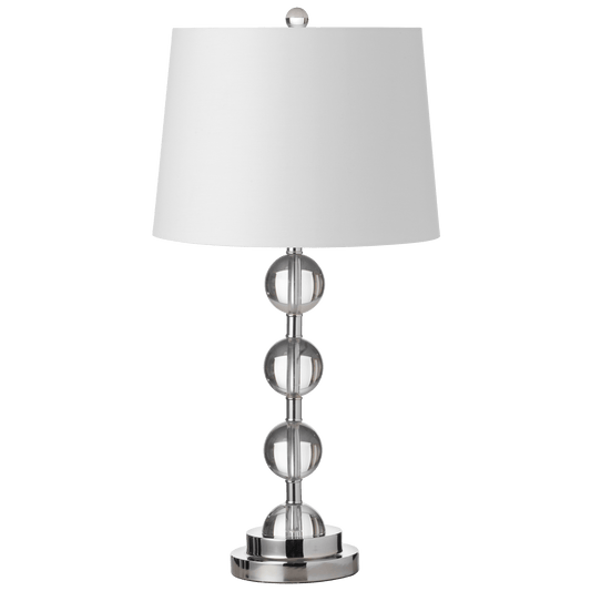 Dainolite 1 Light Incandescent Crystal Table Lamp Polished Chrome Finish with White Shade - Renoz