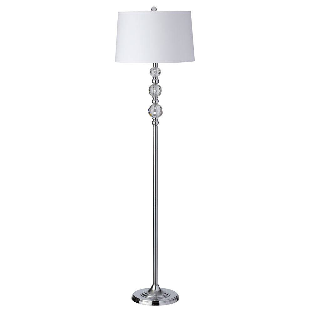 Dainolite 1 Light Crystal Floor Lamp Polished Chrome, White Shade - Renoz