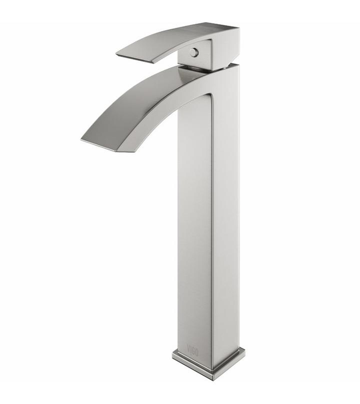 Streamline Cavalli Cascade 10.87" Square Single Hole Vessel Lav Bathroom Sink Faucet - Renoz