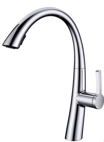 Streamline Cavalli Curve 16" Single Handle Pull Out Spray Kitchen Faucet - Renoz