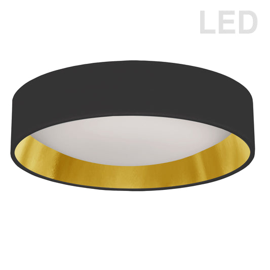 Dainolite 15" Light Flush Mount Fixture Black/Gold Shade - Renoz