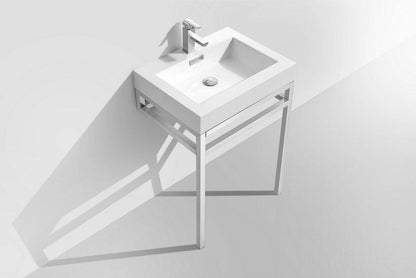 Kube Bath Haus 24" Stainless Steel Console Bathroom Vanity With White Acrylic Sink - Renoz