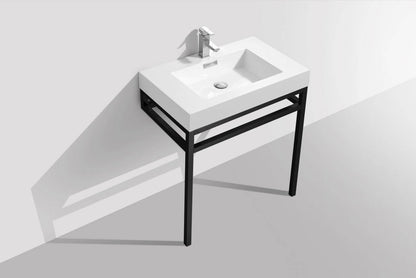 Kube Bath Haus 30" Stainless Steel Console Bathroom Vanity With White Acrylic Sink - Renoz