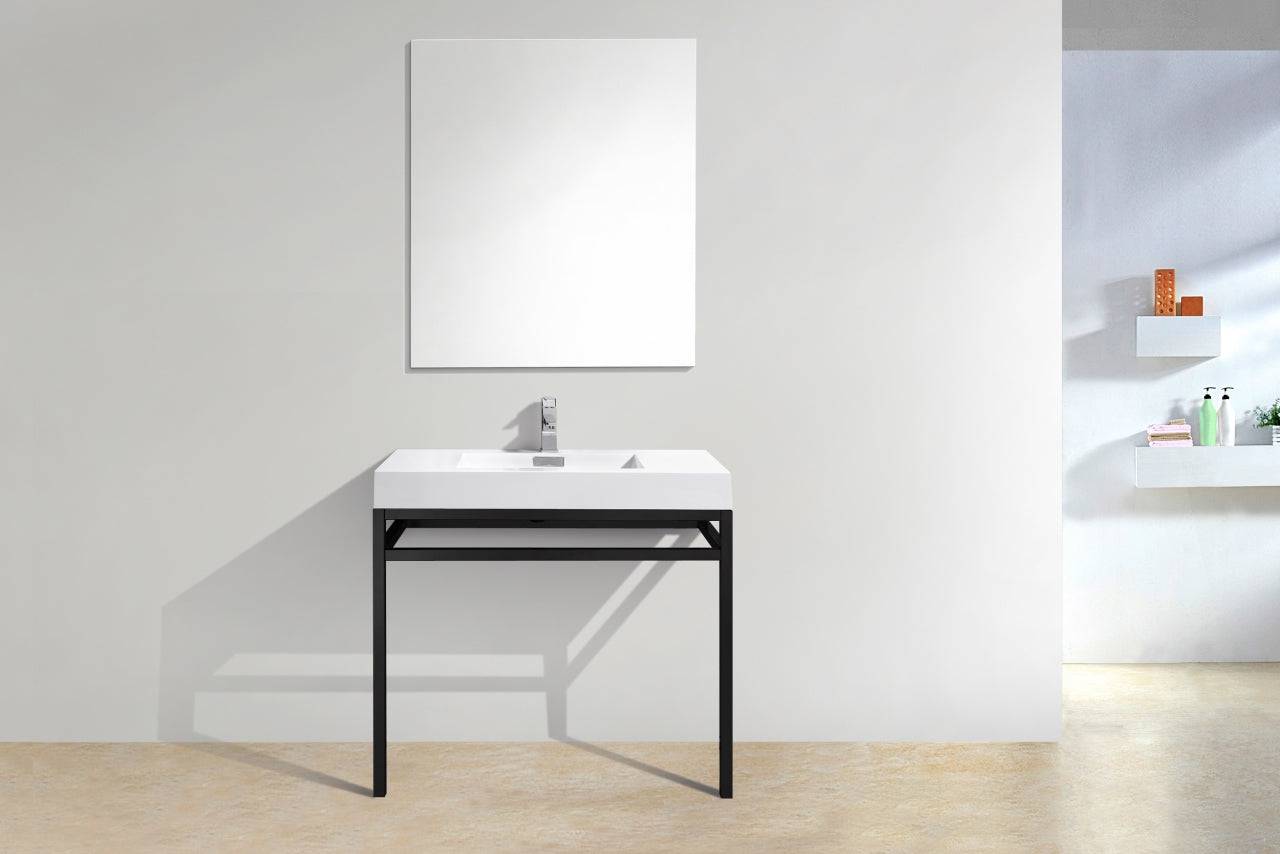 Kube Bath Haus 36" Stainless Steel Console Bathroom Vanity With White Acrylic Sink - Renoz