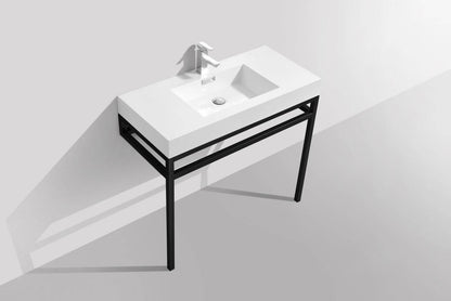 Kube Bath Haus 36" Stainless Steel Console Bathroom Vanity With White Acrylic Sink - Renoz