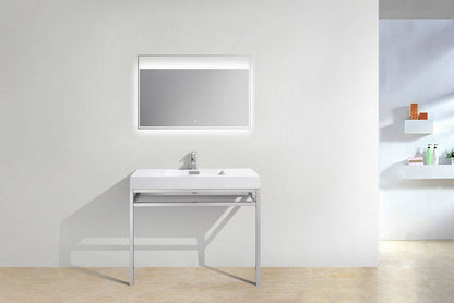 Kube Bath Haus 40" Stainless Steel Console Bathroom Vanity With White Acrylic Sink - Renoz