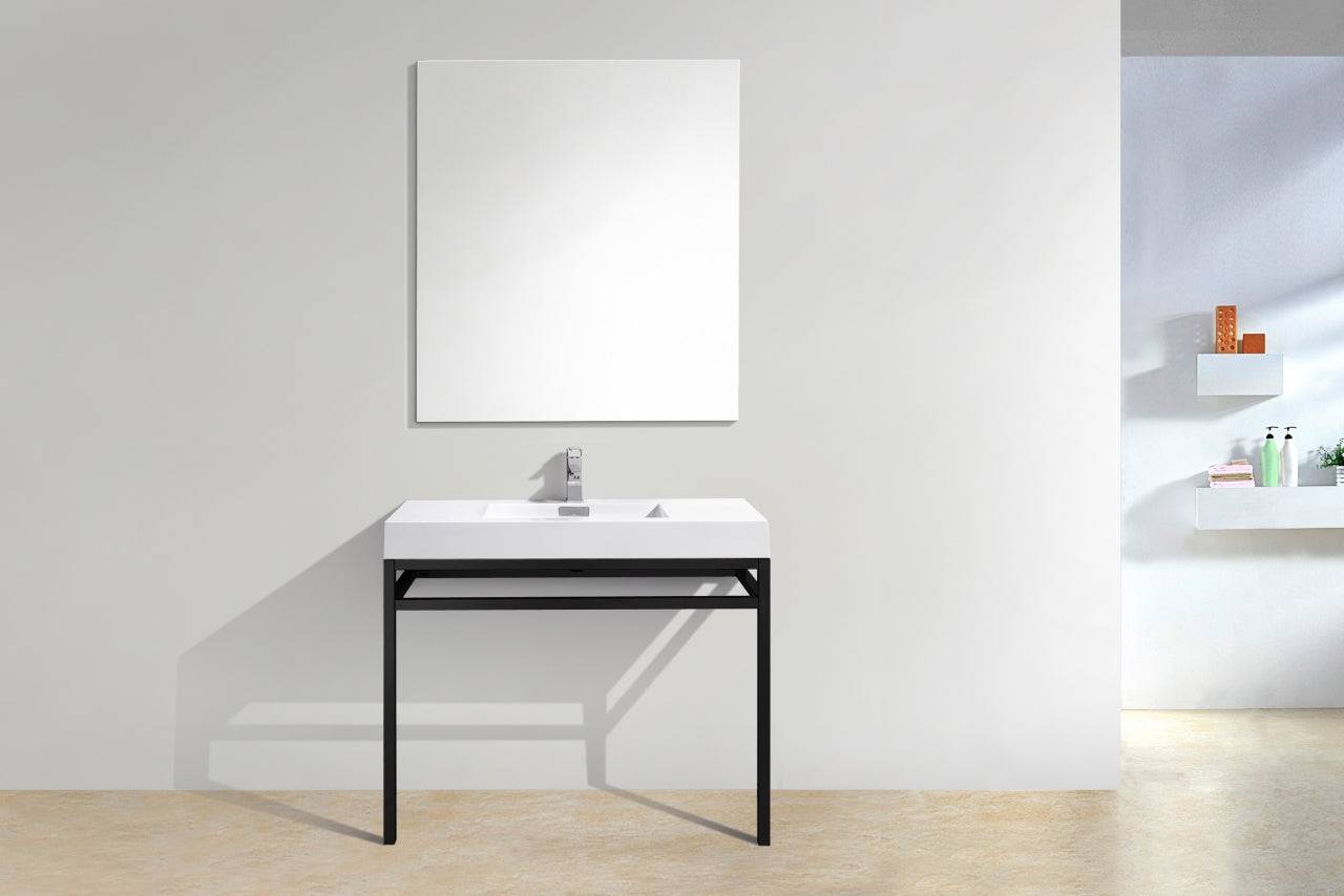 Kube Bath Haus 40" Stainless Steel Console Bathroom Vanity With White Acrylic Sink - Renoz