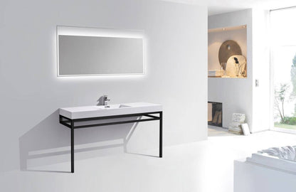 Kube Bath Haus 60" Single Sink Stainless Steel Console Bathroom Vanity With White Acrylic Sink - Renoz