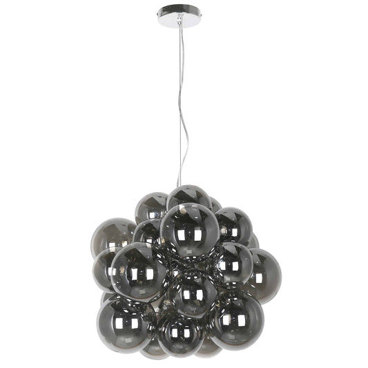 Dainolite 6 Light Halogen Pendant Polished Chrome Finish with Smoked Glass - Renoz