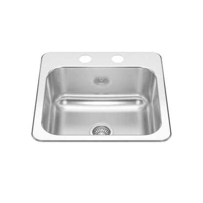 Kindred Creemore 15" x 15" Drop-in Single Bowl 2-Hole Stainless Steel Kitchen Sink - Renoz