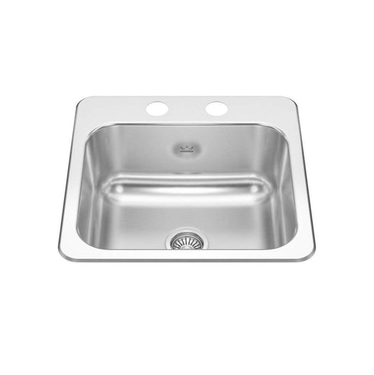 Kindred Creemore 15" x 15" Drop-in Single Bowl 2-Hole Stainless Steel Kitchen Sink - Renoz