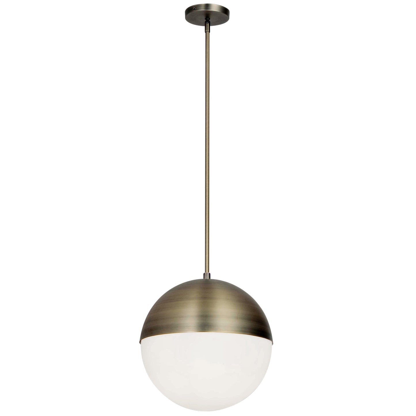 Dainolite 3 Light Halogen Pendant, Antique Brass Finish with White Glass - Renoz