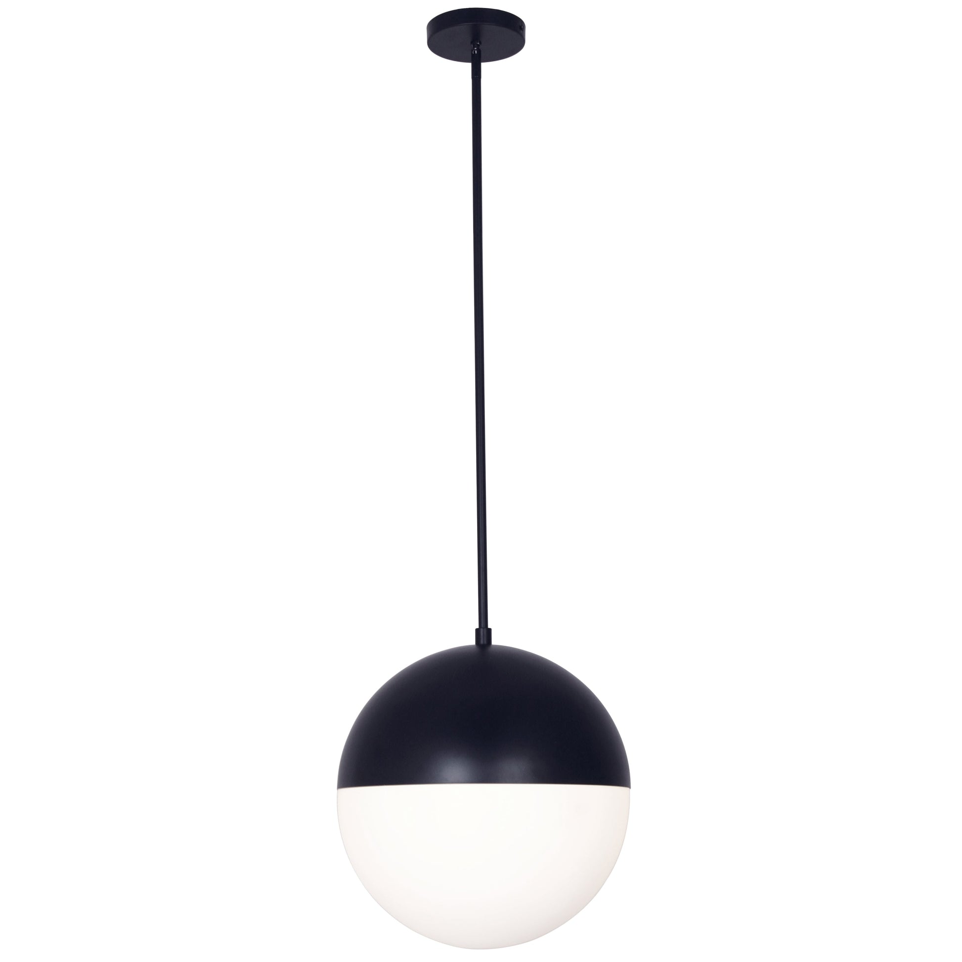 Dainolite 3 Light Halogen Pendant, Matte Black Finish with White Glass - Renoz