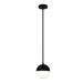 Dainolite 1 Light Halogen Pendant, Matte Black Finish with White Glass - Renoz