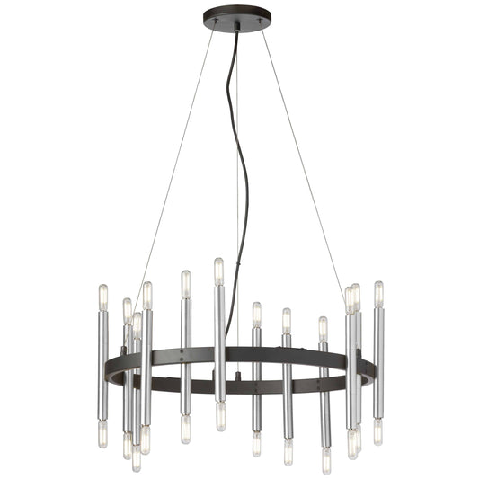 Dainolite Derry 24 Light Matte Black and Polished Chrome Incandescent Chandelier - Renoz