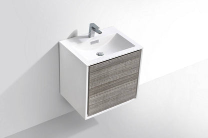 Kube Bath De Lusso 24" Wall Mount / Wall Hung Modern Bathroom Vanity With 2 Drawers Acrylic Countertop DL24 - Renoz