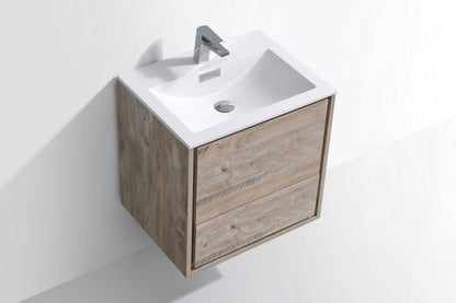 Kube Bath De Lusso 24" Wall Mount / Wall Hung Modern Bathroom Vanity With 2 Drawers Acrylic Countertop DL24 - Renoz