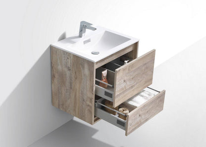 Kube Bath De Lusso 24" Wall Mount / Wall Hung Modern Bathroom Vanity With 2 Drawers Acrylic Countertop DL24 - Renoz