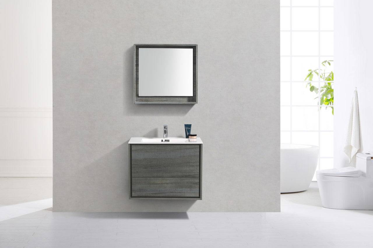 Kube Bath De Lusso 30" Wall Mount / Wall Hung Modern Bathroom Vanity With 2 Drawers Acrylic Countertop DL30 - Renoz