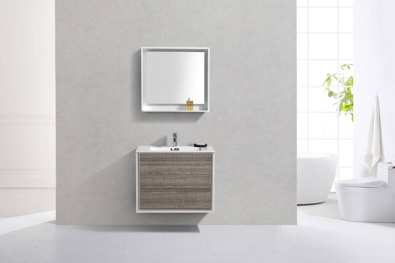 Kube Bath De Lusso 30" Wall Mount / Wall Hung Modern Bathroom Vanity With 2 Drawers Acrylic Countertop DL30 - Renoz